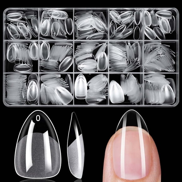 Puntas para uñas LuckForever 300 piezas, claras, cortas, almendra, gel