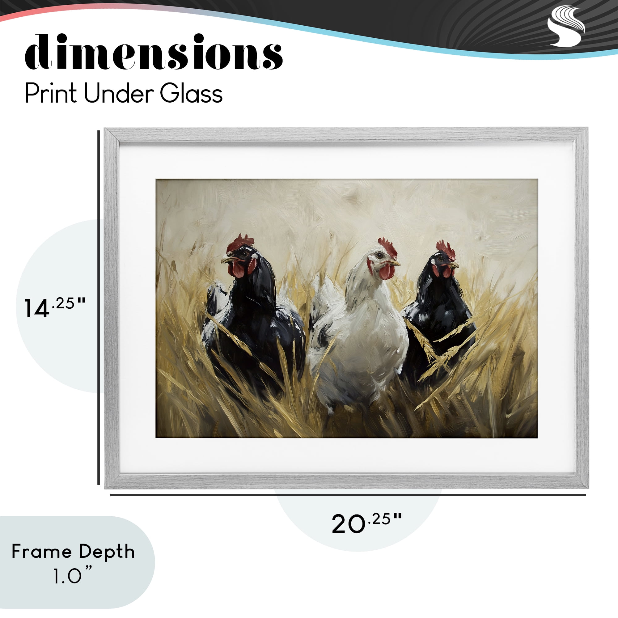 Stupell Industries Chickens In Wheat Field Gray Framed Print Under Glass, design by Tina LeCour