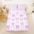thumbnail image 3 of Erosebridal Purple Bow Full Size Sheets for Girls, Grid Princess Ribbon Bed Sheets, 4 Pieces, 3 of 6