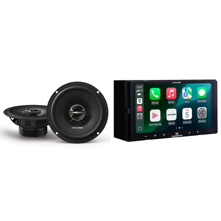 Alpine iLX-W770 Digital Multimedia Receiver with Wireless CarPlay and Android Auto Compatibility w/ EL-E65-G Coaxial Speaker Set