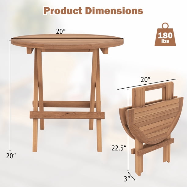 Gymax Teak Folding Table - Long desks for furniture retail