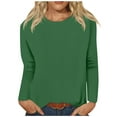 thumbnail image 1 of Timegard Hauts pour Femmes Col Rond Manches Longues Chandail Confortable Couleur Unie Haut Décontracté Basique, 1 of 5