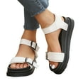 thumbnail image 4 of Women's New Big Size Solid Color Fish Mouth Thick Soled One-line Buckle Beach Sandals Summer Sandals for Women White 43, 4 of 8