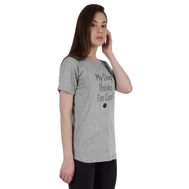 Inkmeso T-Shirt Femme Citation "Mon Chien Pense Que Je Suis Cool" avec Imprimé Graphique