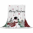 thumbnail image 2 of Merry Christmas Throw Flannel Blanket 40x50In Christmas Snowman Snowflakes Tree Red Plaids Super Soft Cozy Bed Blanket, Lightweight Plush Fuzzy Bed Throw for Bedroom Sofa Couch Living Room, 2 of 4