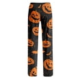 thumbnail image 4 of Halloween Pajama Pants for Women Witch Hat Candy Wide Leg Horror Sleep Pants Bat Spider Web Elastic High Waist Funny Pajama Pants, XL, 4 of 4