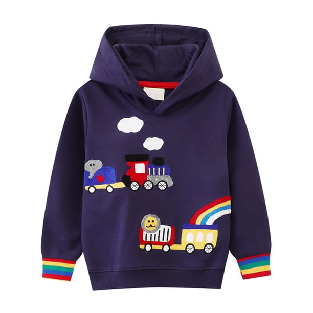 Gibobby ropa Niños blusas Camiseta deportiva con estampado de animados de manga larga para bebés y niños pequeños, ropa para niños(Azul marino, 5-6 Años)