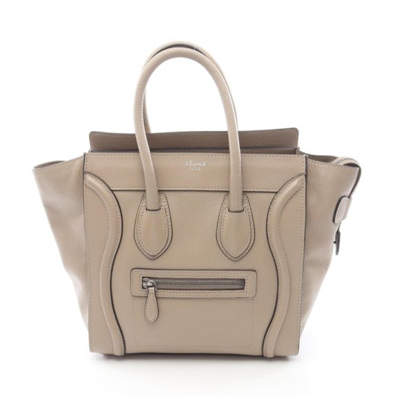 Pre-Owned Celine Luggage Micro Shopper Tote Bag Handbag Leather Women's Beige
