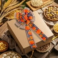 thumbnail image 6 of Axiiglly Thanksgiving Fall Decor Bows, 2pcs 19x10"Large Orange Pumpkin Plaid Hanging Bow Fall Decorations for Home Pre-Tied Bows for Wreaths Swag Indoor Outdoor Holiday Decor, 6 of 7