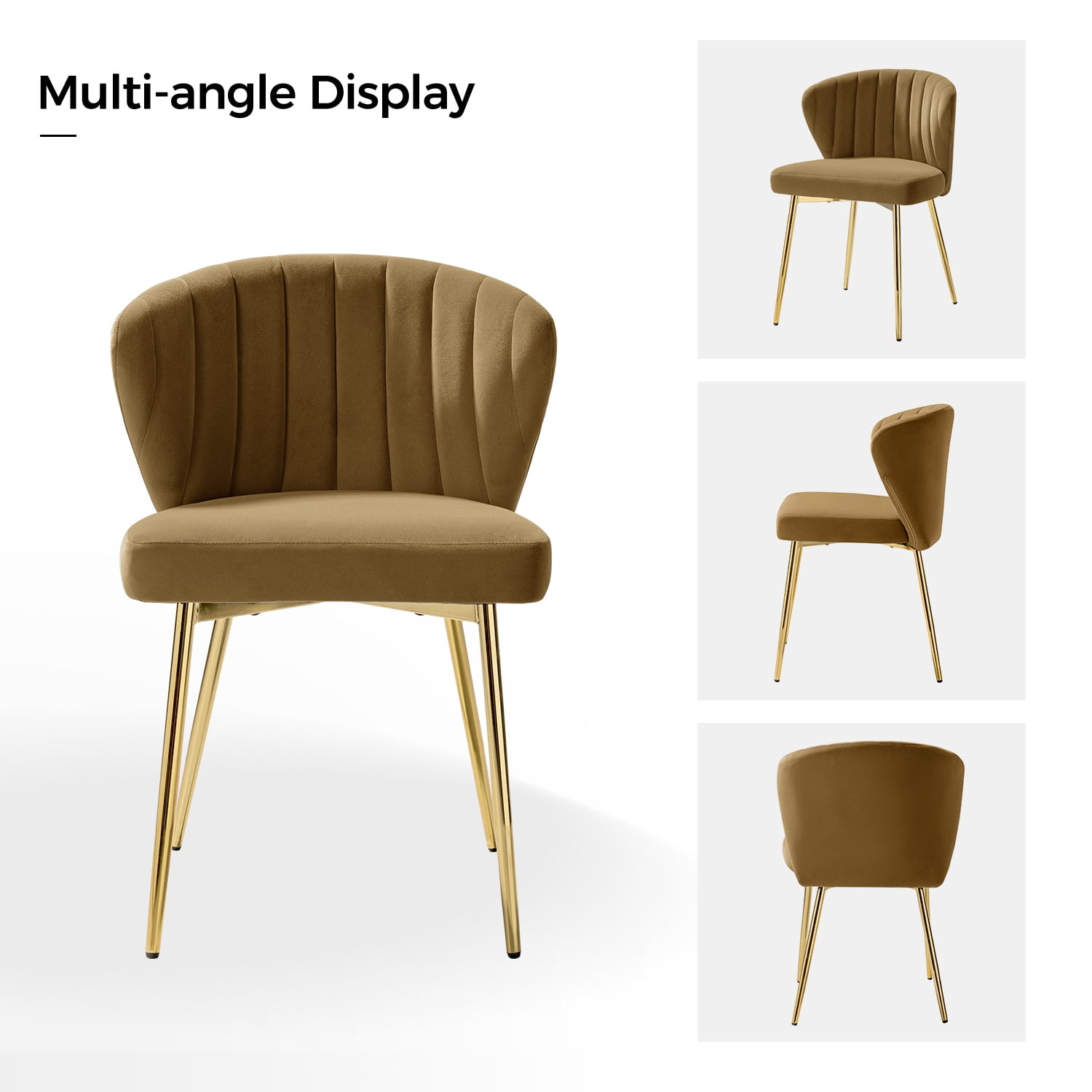 Tina's Home Velvet Dining Chairs Set of 2 Upholstered Wingback Side Chairs Living Room Kitchen Golden