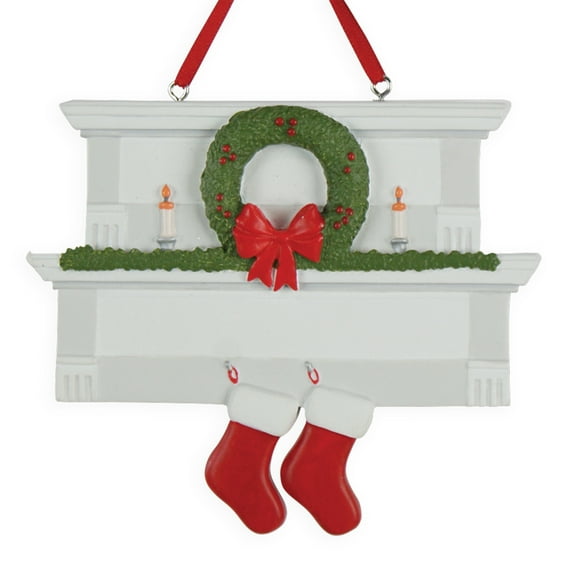 2 Stockings On Mantle Christmas Round Disc Ornament