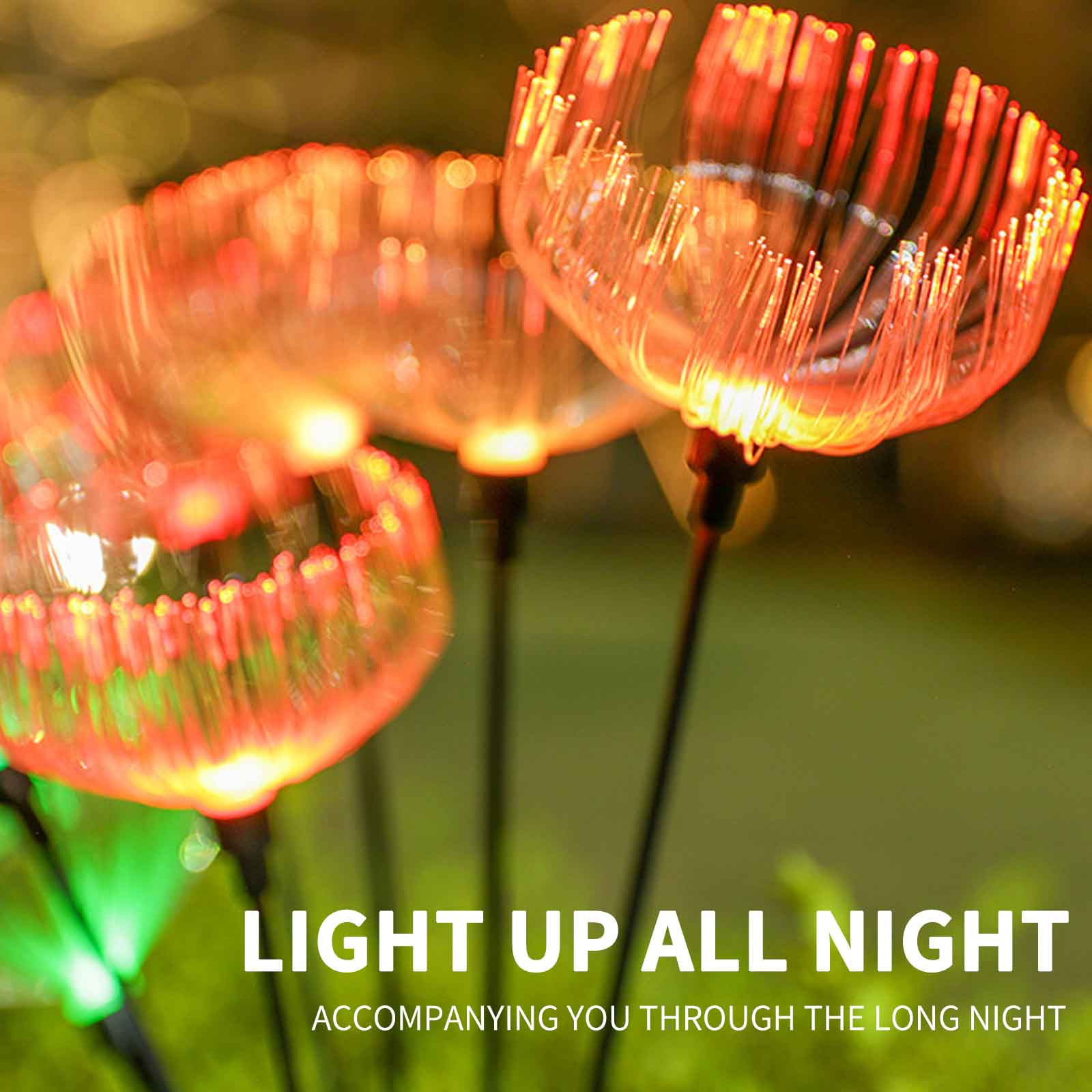 cpengpj Solar Fiber Jellyfish Outdoor Lamp with RGB Gradient, IP65 Waterproof Solar Garden Lights, Auto On/Off and 6Hrs Lighting, High-Strength ABS for Yard, Garden, Pathway Decoration