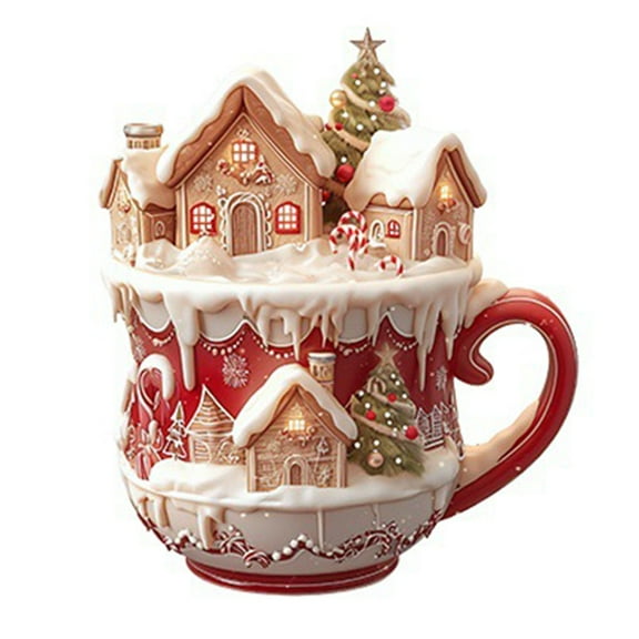 LanSuare Exquisite House Christmas Ornaments, 3.1" 2D Acrylic Winter House Scene Christmas Ornaments, Personalized Christmas Ornament ,for Courtyard, Lawn, Patio, Window, Xmas Tree Decor