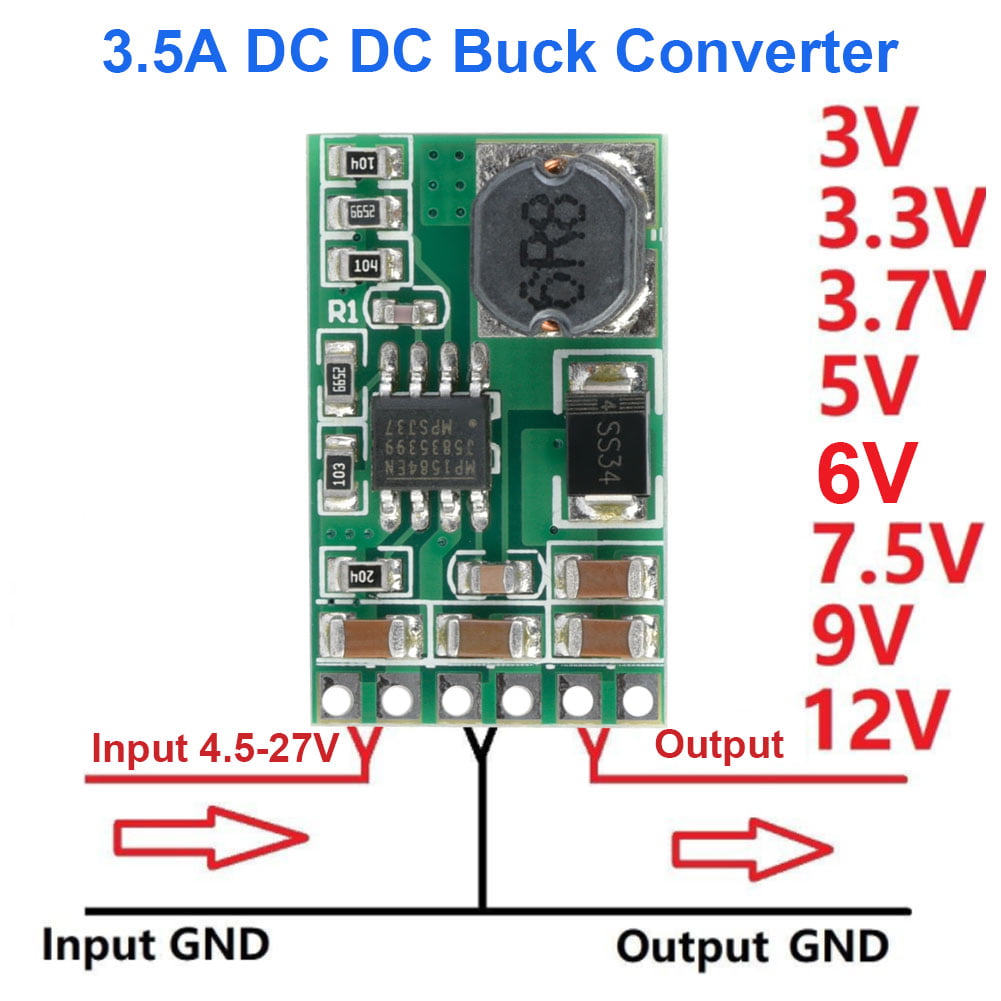 3.5A DC to DC Step-Down Buck Converter Module 3V/3.3V/3.7V/5V/6V/7.5V/9V/12V 