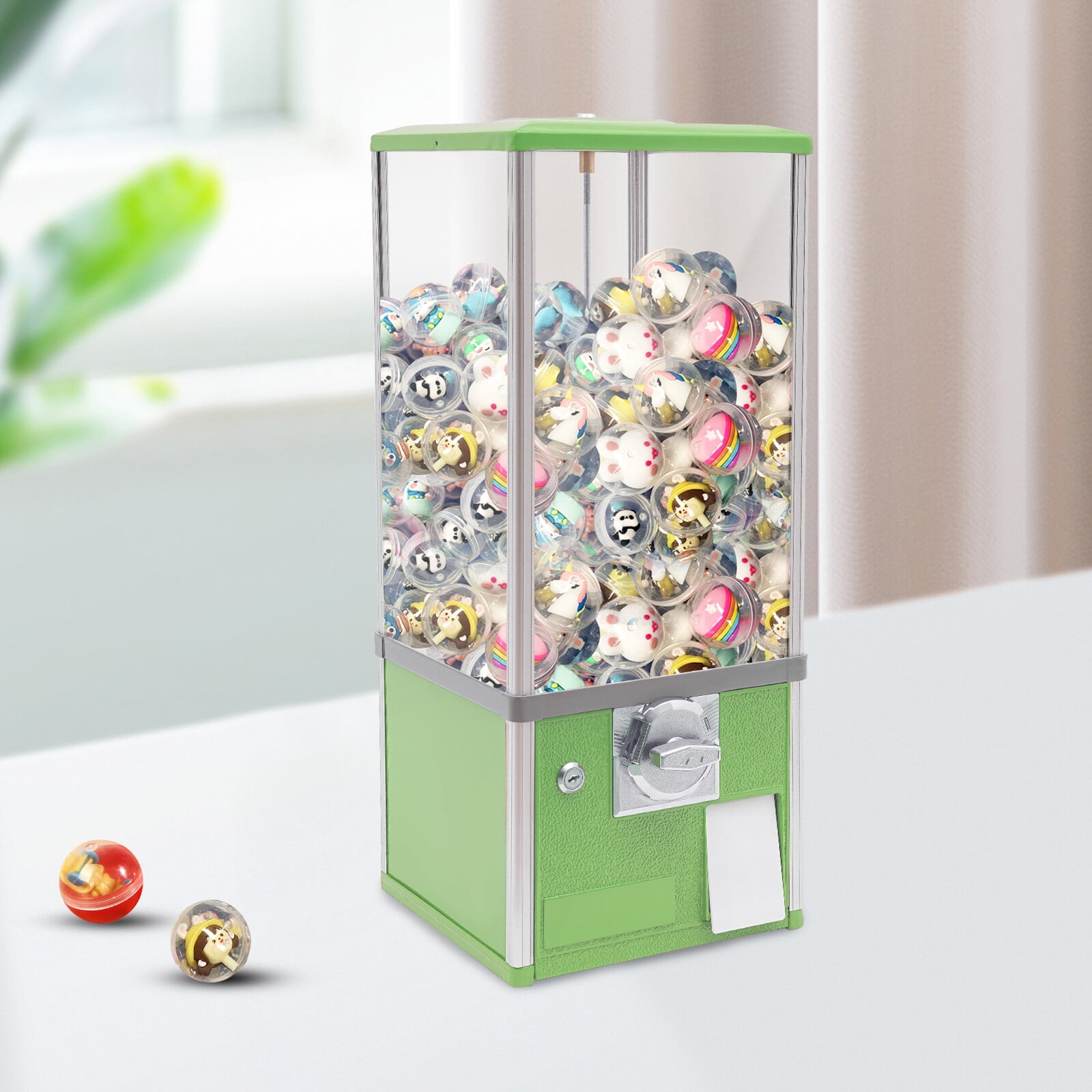 25 Inch Toy Vending Machine 25 Cent Coin Operated Metal Candy Vending Machine for Game Rooms, Amusement Parks, Retail Stores (Light Green)