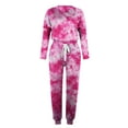 thumbnail image 4 of Scyoekwg Womens 2 Piece Sweatsuit Sets Fall Outfits Long Sleeve Sweatshirt Drawstring Sweatpant Matching Outfits Fashion Two Piece Set Tie Dyed Casual Lounge Set (Hot Pink,XXXXXL), 4 of 5