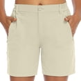 thumbnail image 4 of BXJX Womens Bermuda Shorts, Above the Knee Zipper Pocket Walking Elastic Waist Cargo Shorts Beige Size 2XL, 4 of 9