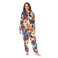 thumbnail image 2 of FORMRS Onesies Pajama for Adults Unisex Hoodie Winter Jumpsuit One Piece Sleepwear, Sizes S-2XL, Large Colorful Flowers Pattern, 2 of 7