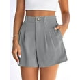 thumbnail image 4 of PRETTYGARDEN Womens Shorts Casual Summer Elastic High Waist Zipper Button Tailored Shorts Pleated Beach Vacation Outfits, 4 of 9