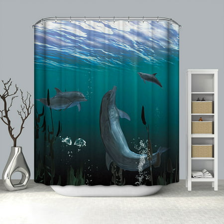 Dolphin Shower Curtain Set Ocean Convivial Dolphin Group Seaweed Bathroom Decor Waterproof Polyester Fabric Accessories Bath Walmart Canada