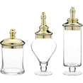 thumbnail image 4 of MyGift 3 Piece Antique-Theme Glass Apothecary Jars with Metallic Brass-Tone Lids, 4 of 6