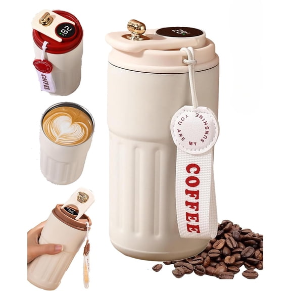 316 Stainless Steel Travel Mug with Temperature Display, Portable Leak Proof Vacuum Insulated Water Bottle,Thermal Coffee Cup,Keep Drinks Hot or Cold for Hours