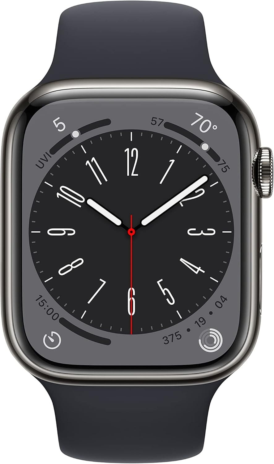 Restored Apple Watch Series 8 (GPS + Cellular) 45mm Graphite Stainless Steel with Midnight Sport Band Like New (Refurbished)