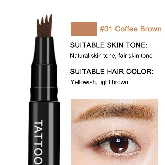 FcBaudy Microblade Brow Pen,4-Tip Microblade Brow Pen,Liquid Water Eyebrow Pencil 3D Simulation, Eyebrow Color Rendering, Natural Sweat Eyebrow Pencil, Four Colors eyebrow pencil
