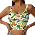 thumbnail image 3 of Goofa Vegetables2 Printed Sports Bras for Women, High Impact Running Bra Workout Crop Tank Tops Longline Sports Bra Push up-XX-Large, 3 of 9