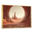 thumbnail image 2 of Designart "Surreal Portal Gateway to the Unknown V" Landscapes Framed Wall Art - Traditional Orange Surrealism Landscape Hallway Framed Wall Art Decor, 2 of 6