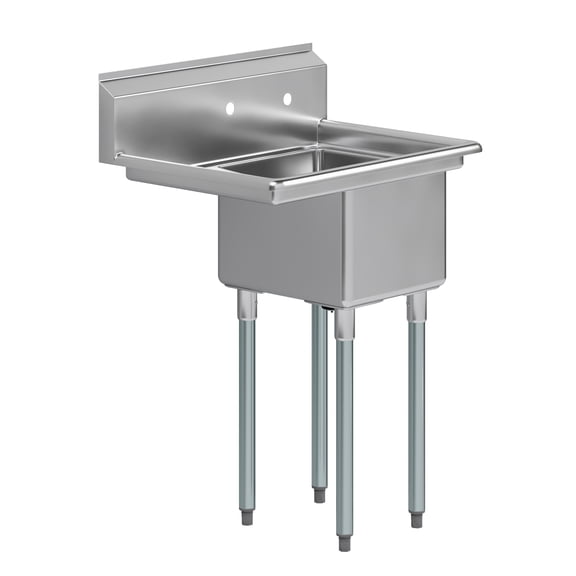 29 in. x 22 in. Stainless Steel One Compartment Sink with 16 in. x 14 in. Bowl and 12 in. Left  Drainboard. NSF