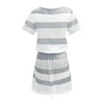 thumbnail image 4 of MELDVDIB Women's Summer Casual T-Shirt Mini Dresses Short Sleeve V-Neckline Striped Dress with Pockets, Gift on Clearance, 4 of 6