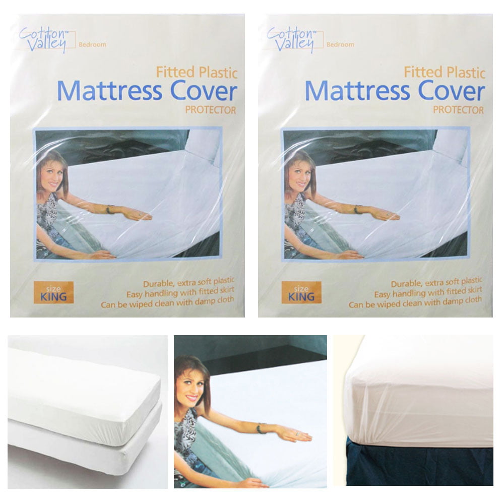 2 Pc King Size Fitted Mattress Cover Vinyl Waterproof Bug