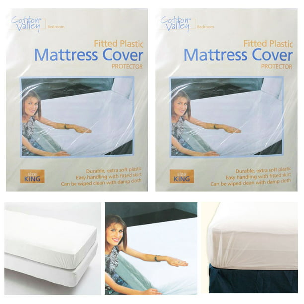 2 Pc King Size Fitted Mattress Cover Vinyl Waterproof Bug Allergy 