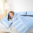 thumbnail image 5 of Manfei Minimalist Blue Compass Stripe Bedding Comforter Set for Kids Boys and Girls, Nautical Marine Print Full Bedding Set, Navy Reversible 7-Piece, 5 of 6
