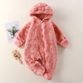 thumbnail image 2 of 3-6 Months Newborn Baby Bodysuits Girls Hooded Romper Comfortable Fleece Lined Warm Stylish Covers Hands And Feet Newborn Fall Winter Gift Clothes,Pink Jumpsuit One-Piece Jumpsuit, 2 of 8