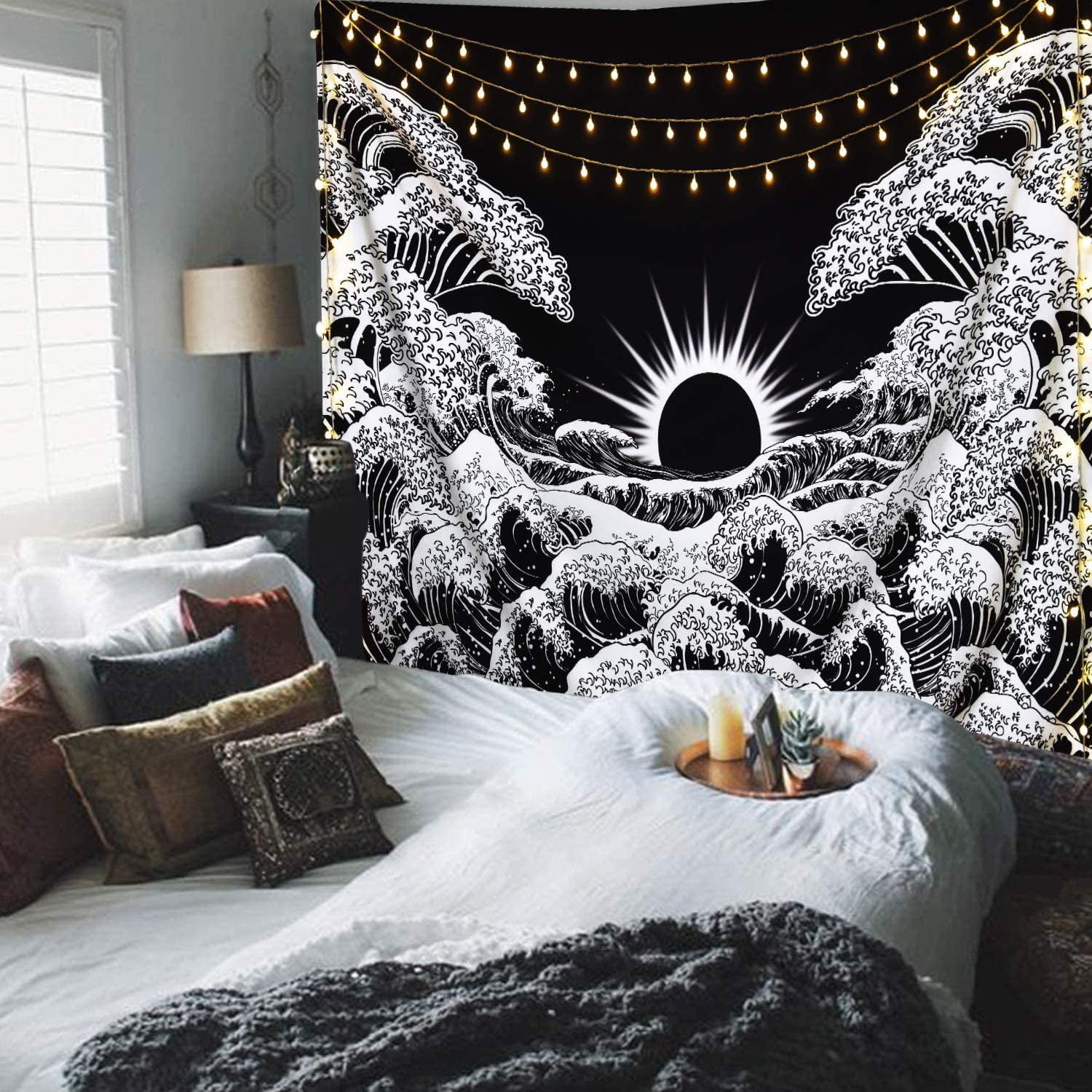 Black and white wave tapestry new arrivals