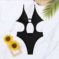 thumbnail image 4 of WREESH Womens One Piece Swimsuits Solid Color Swimwear Slim Swimsuit Bikini Straped Swimsuits Sleeveless Bathing Suits Black, 4 of 6