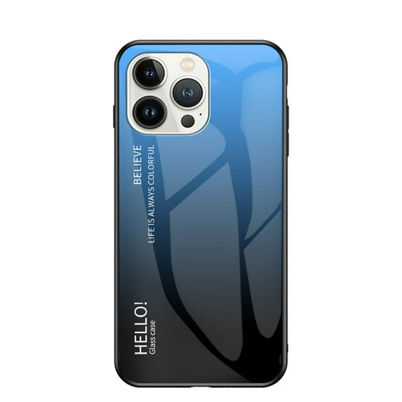 SaniMore Case for iPhone 14 Pro 6.1" 2022, Rugged PC Back & TPU Bumpers 3-Layer Shock Absorbing Ultra-Thin Gradient Glass Anti-Fall Shock Absorption Shell for iPhone 14 Pro, Blue