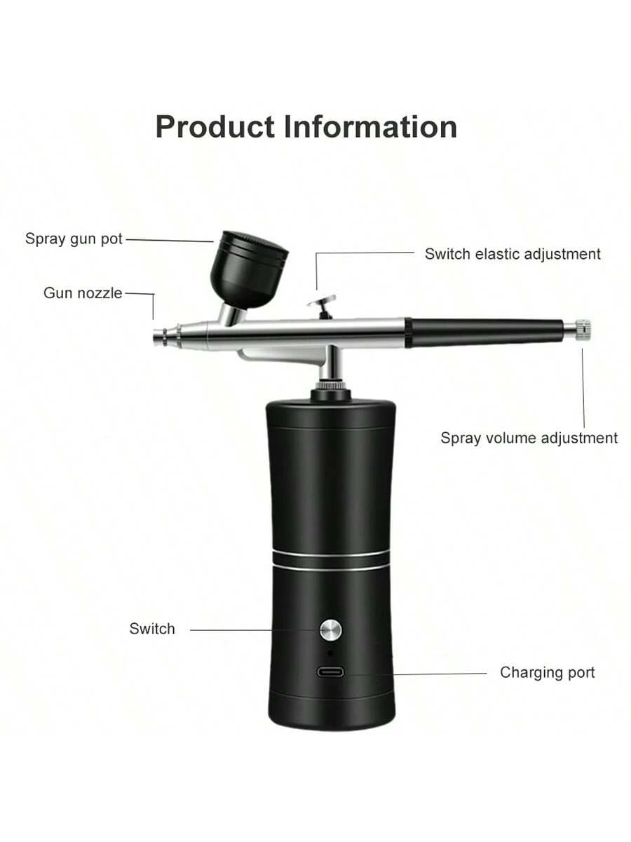 Professional Cordless Airbrush Kit USB Rechargeable Portable Lightweight For Painting Makeup Haircuts Nail Art More With Cleaning Brushes Tools
