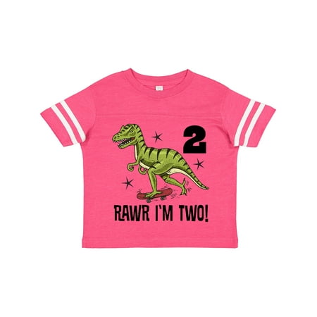 

Inktastic 2nd Birthday Dinosaur Skateboarding Gift Toddler Boy Girl T-Shirt