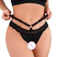 thumbnail image 2 of Gibobby Calzoncillos de encaje para mujer Bragas de cintura alta con pajarita de encaje para mujer , ropa interior transparente con huecos en la espalda para mujer(Negro,X-CH), 2 of 5