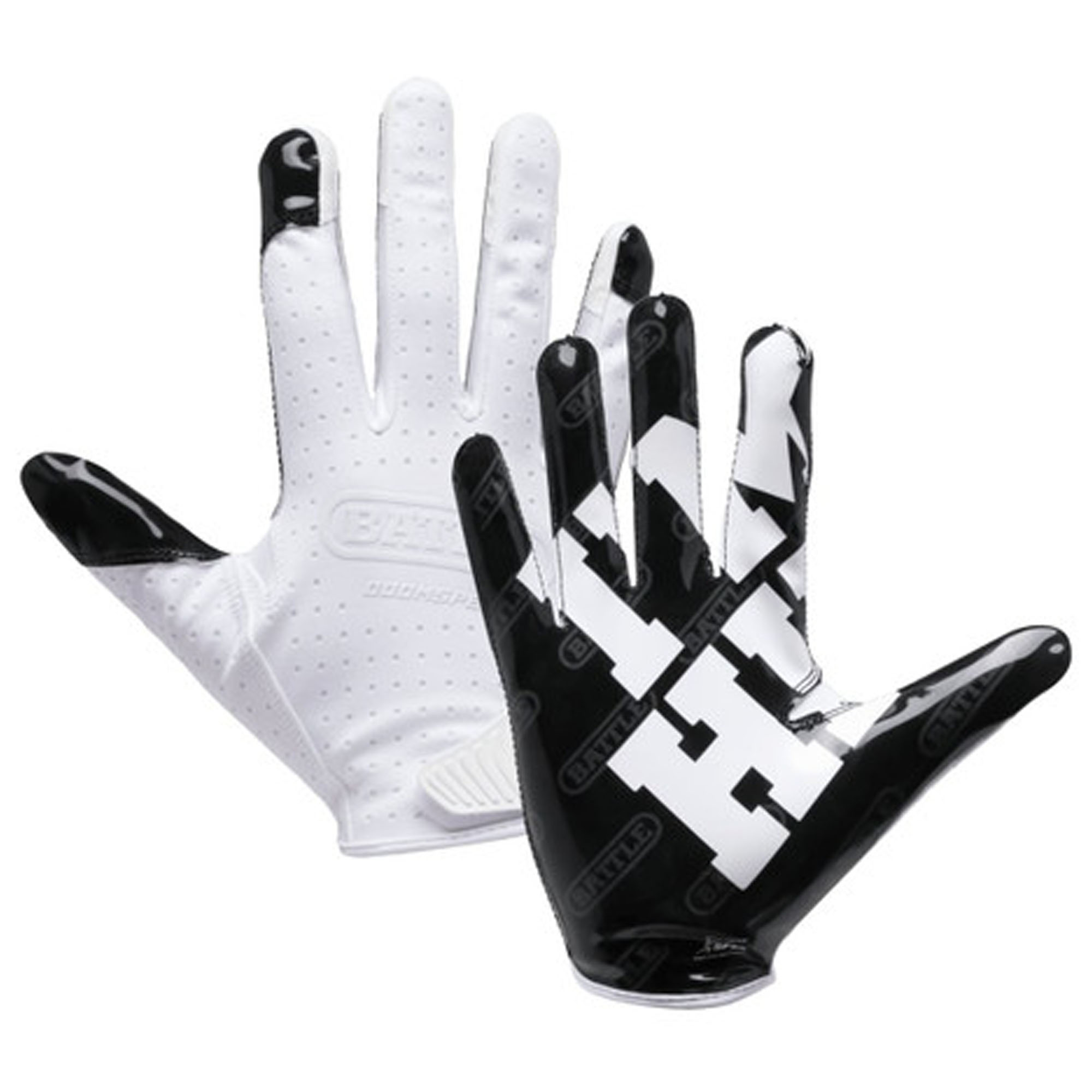 Battle Sports Adult "I'M HIM" Doom Speed Receiver Football Gloves - White/Black - 2xlarge
