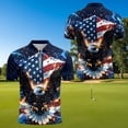 thumbnail image 4 of Aplkyhs American Flag Eagle Matching Golf Shirts for Couple Quarter Zip His and Hers Golf Shirts Matching Moisture Wicking Mens Hawaiian Shirt Lapel Design Golf Accessories for Men, 4 of 6