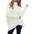 thumbnail image 2 of Womens Turtleneck Long Batwing Sleeve Asymmetric Hem Casual Pullover Sweater Knit Tops, 2 of 10