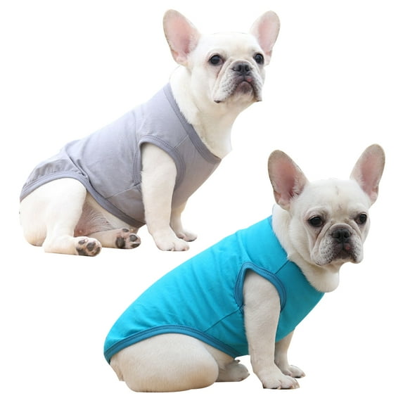 2 pieces of pet clothes Solid dog vest Pet cotton clothes Dog summer breathable short sleeves