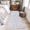 thumbnail image 4 of Floral Patterns 2'x6' Runner Rugs for Hallway Kitchen Bedside Non Slip Washable, Silver White Flowers Leaves Aesthetic Entryway Rug Runners with Rubber Backing, Long Carpet Runner for Laundry Room, 4 of 8