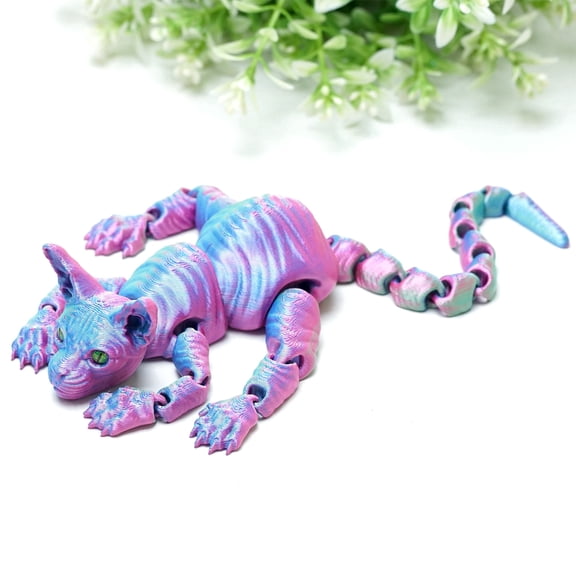 3D Printed cat ,Flexible Joint Animal lacertid Figurines,Realistic Eyes, Home Office Decor,Fidget Toy for Adults Teens Boy Festival Gifts