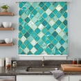 thumbnail image 4 of Turquoise Ombre Semi Sheer Curtains Drapes for Living Room,Bedroom,French Doors Window 84 Inches Long,Modern Abstract Art Geometric Rhombus Rod Pocket Chiffon Curtain Drapery Voile Draperies Panel, 4 of 8