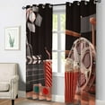 thumbnail image 3 of Jekeno Movie Theater Theme Blackout Grommet Curtains,Movie Popcorn Drink Print Drapes Decor for Bedroom Living Room Window Top Room Darkening Curtains 2 Panel Set, 52"X63"（Red Black）, 3 of 7